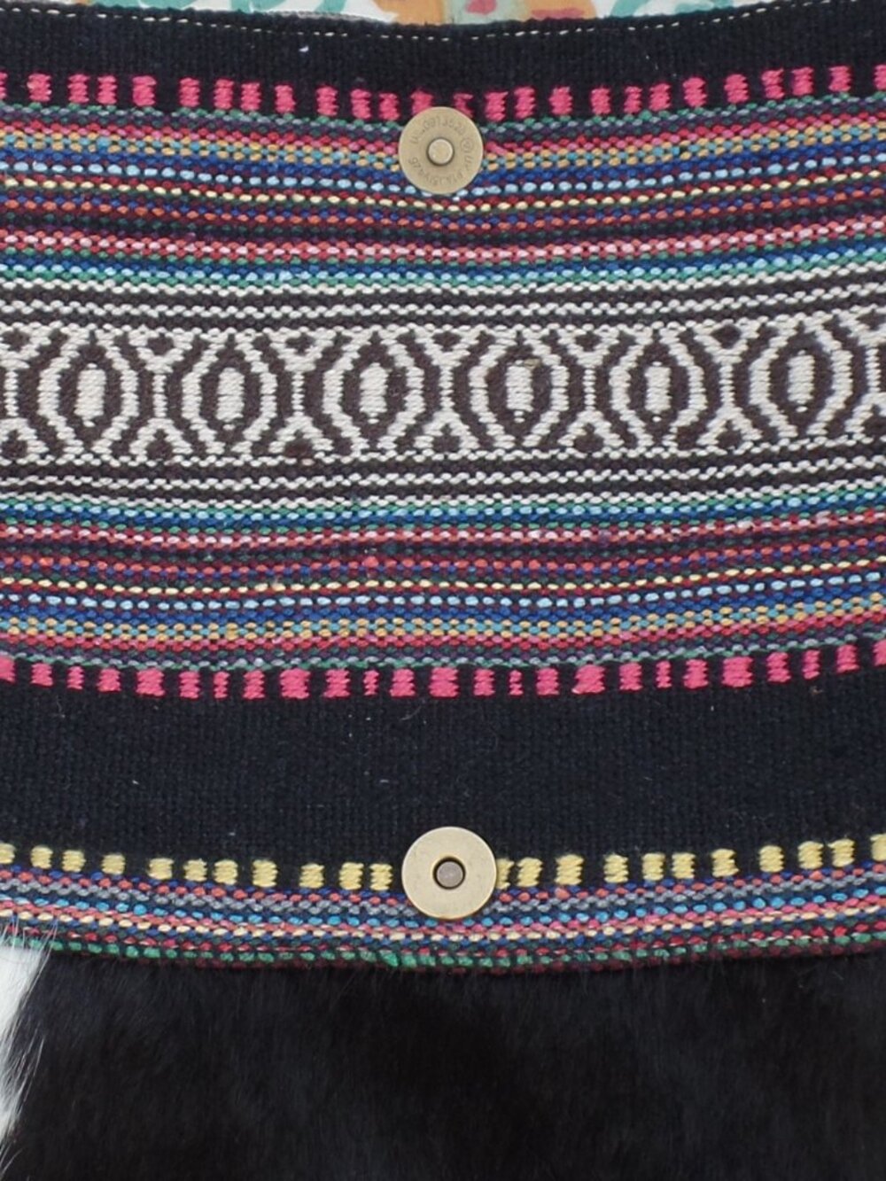 Bhrayna Bag Pony Tribal Design Fold Over Cotton & Leather Clutch - Picture 4 of 10